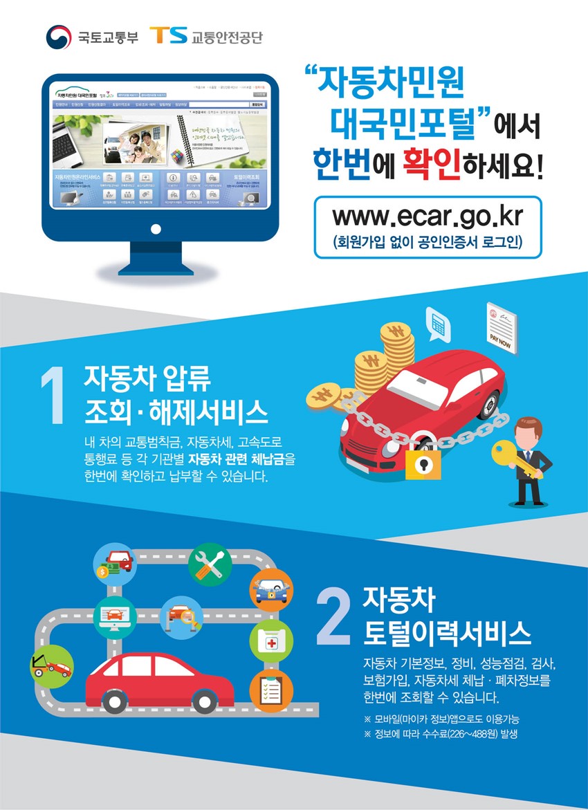 1.자동차압류해제 인터넷서비스 및 토털이력서비스 안내
